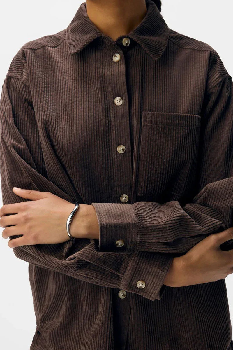 Object Gala Seal Brown Corduroy Shirt
