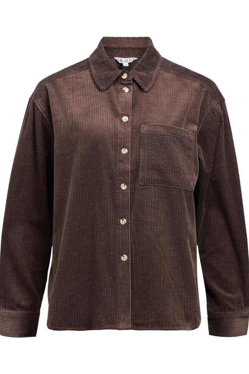 Object Gala Seal Brown Corduroy Shirt