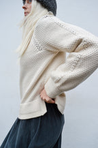 Object Saga White Sand Knit Zip Pullover