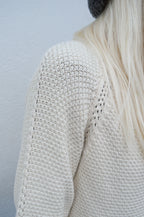 Object Saga White Sand Knit Zip Pullover