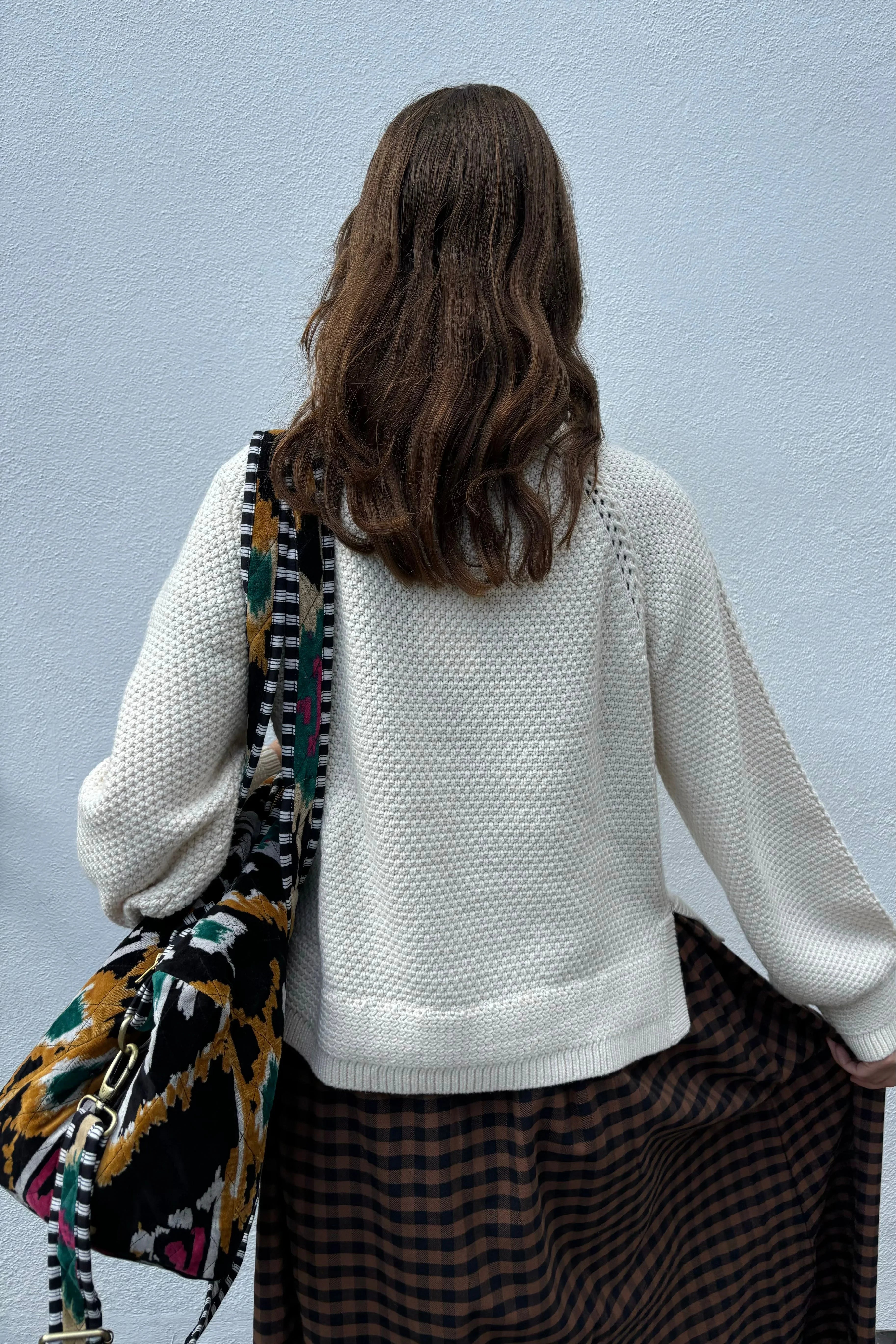 Object Saga White Sand Knit Zip Pullover