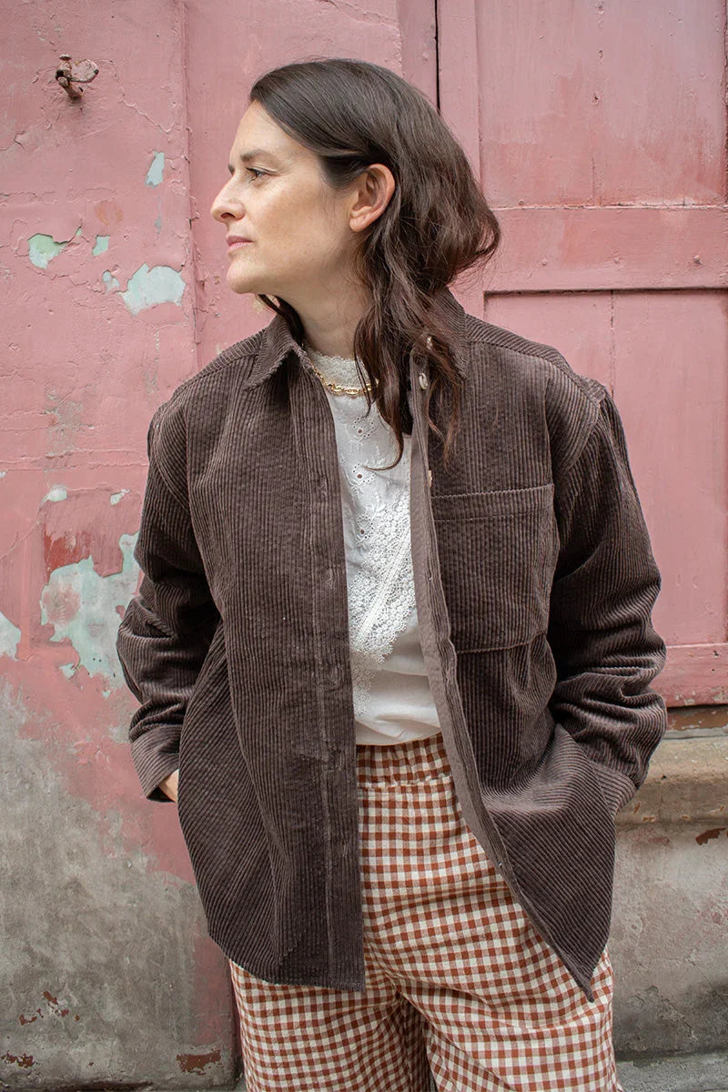 Object Gala Seal Brown Corduroy Shirt