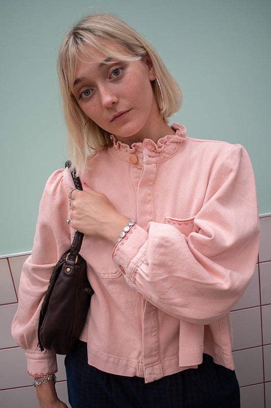 Seventy + Mochi Ziggy Peony Pink Cropped Jacket