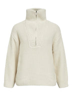 Object Saga White Sand Knit Zip Pullover