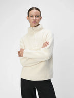 Object Saga White Sand Knit Zip Pullover