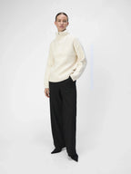 Object Saga White Sand Knit Zip Pullover